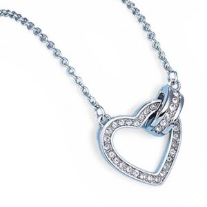 NWOT Swarovski Necklace Women's Heart-Shaped Crystal Elements Silver Tone
